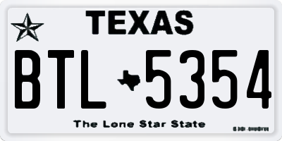 TX license plate BTL5354