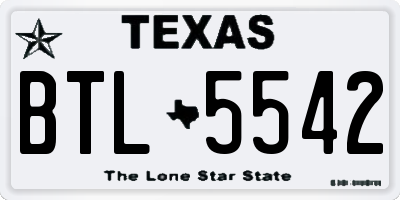 TX license plate BTL5542