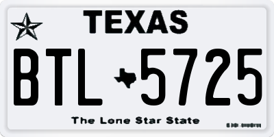 TX license plate BTL5725