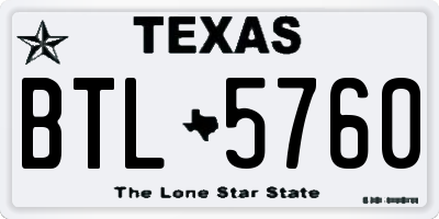 TX license plate BTL5760