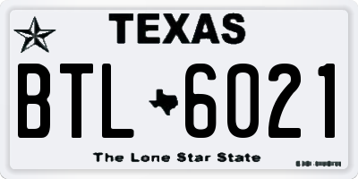 TX license plate BTL6021