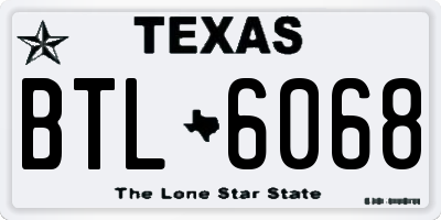 TX license plate BTL6068