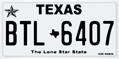 TX license plate BTL6407