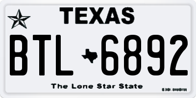 TX license plate BTL6892
