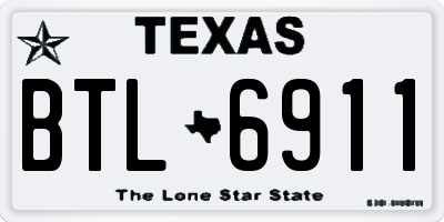 TX license plate BTL6911