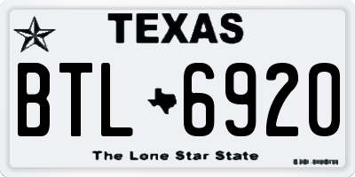 TX license plate BTL6920