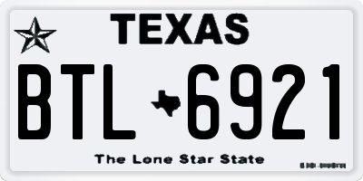 TX license plate BTL6921