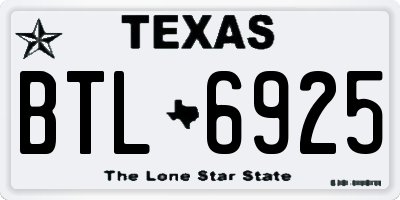 TX license plate BTL6925