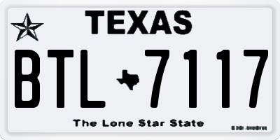 TX license plate BTL7117