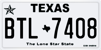 TX license plate BTL7408