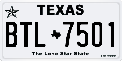 TX license plate BTL7501