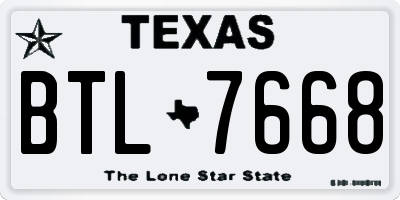 TX license plate BTL7668