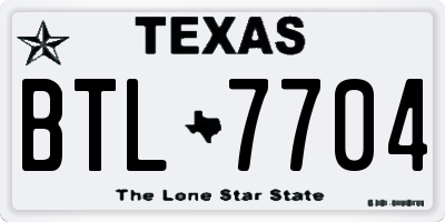 TX license plate BTL7704