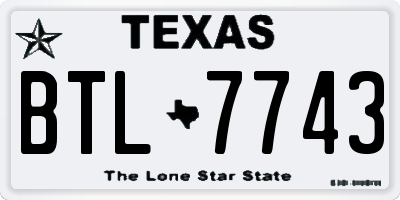 TX license plate BTL7743