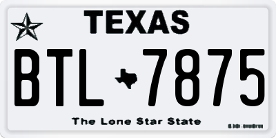 TX license plate BTL7875
