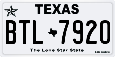 TX license plate BTL7920