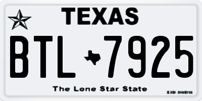 TX license plate BTL7925