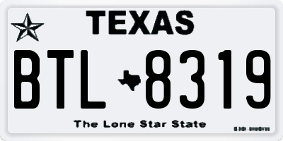 TX license plate BTL8319