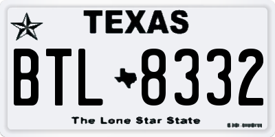 TX license plate BTL8332