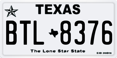 TX license plate BTL8376