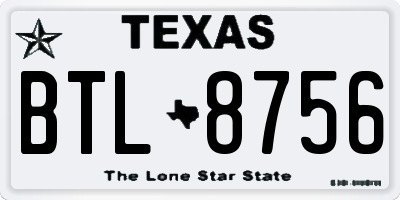TX license plate BTL8756