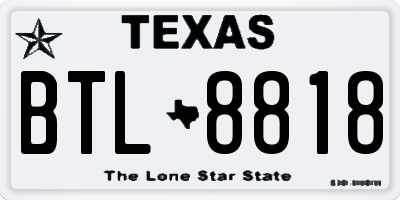 TX license plate BTL8818