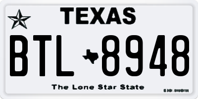 TX license plate BTL8948