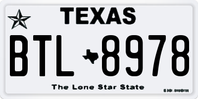 TX license plate BTL8978