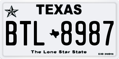 TX license plate BTL8987