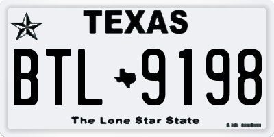 TX license plate BTL9198