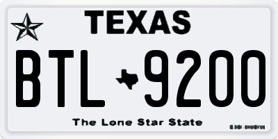 TX license plate BTL9200