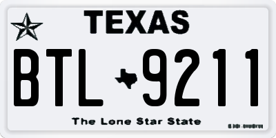 TX license plate BTL9211