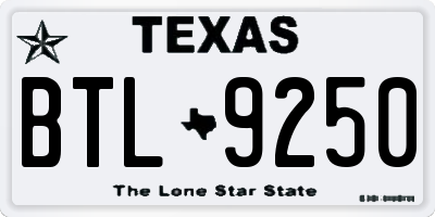 TX license plate BTL9250