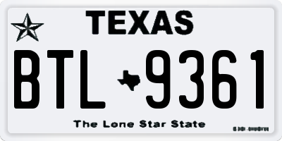 TX license plate BTL9361