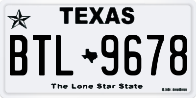 TX license plate BTL9678