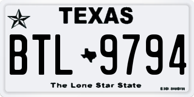 TX license plate BTL9794