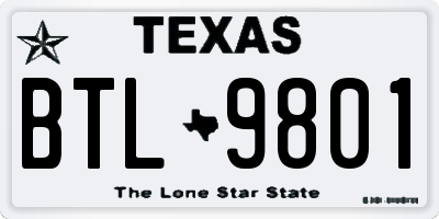 TX license plate BTL9801