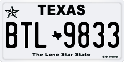 TX license plate BTL9833