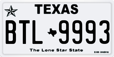 TX license plate BTL9993