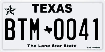 TX license plate BTM0041