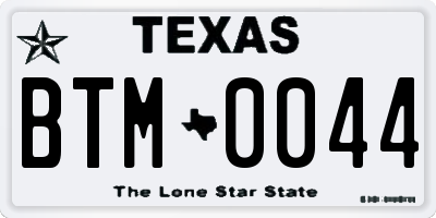 TX license plate BTM0044