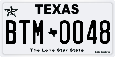 TX license plate BTM0048