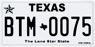 TX license plate BTM0075