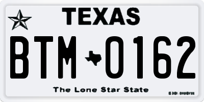 TX license plate BTM0162