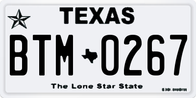 TX license plate BTM0267