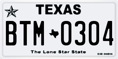 TX license plate BTM0304