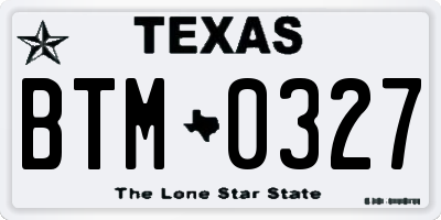 TX license plate BTM0327