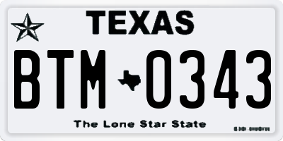 TX license plate BTM0343