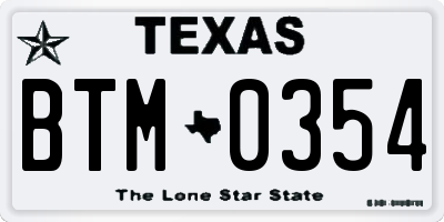 TX license plate BTM0354