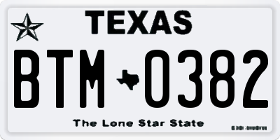 TX license plate BTM0382